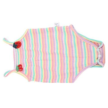 Imagem de Body para bebê sem mangas, tecido de algodão, macacão listrado respirável para o verão para fotografia (pó de cerejeira)