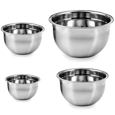 Imagem de Tigela Bowl Inox Bacia Kit 4 uni Cozinha Residencial Industrial Prepar