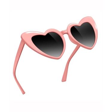 Imagem de Óculos de sol coração feminino masculino vintage amor olho de gato óculos de sol bonitos Sunnies retrô lembrancinha de festa SY6002, Armação rosa A05 | Lente preta gradual, Normal