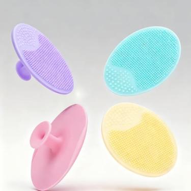 Imagem de Pacote com 4 escovas de limpeza facial de silicone, esfoliante facial macio para cravos, acne, limpeza profunda dos poros e cuidados com a pele