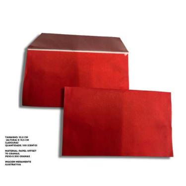 Imagem de Envelope Colado Vermelho - 100 Unidades - no-brand