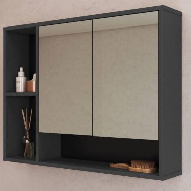 Imagem de Armário de Banheiro Bari 2 Portas com Espelho Grafite - Art In Móveis