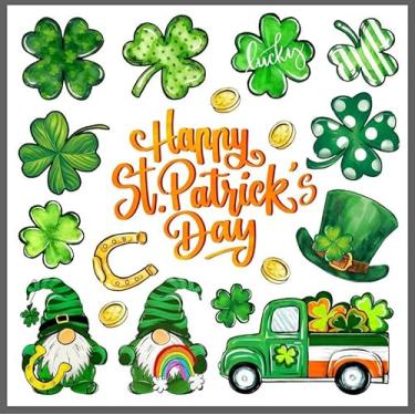 Imagem de JarThenaAMCS 18 peças Ímãs de geladeira Dia de São Patrício adesivos magnéticos trevo verde trevo gnomo caminhão garagem ímã para geladeira irlandesa feriado carro porta de metal caixa de correio