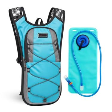 Imagem de Mochila de Hidratação 2L com Bolsa D'água, Sistema de Hidratação TPU + PVC, 47 x 25 cm, Ideal para Trilhas e Ciclismo (Ciano)