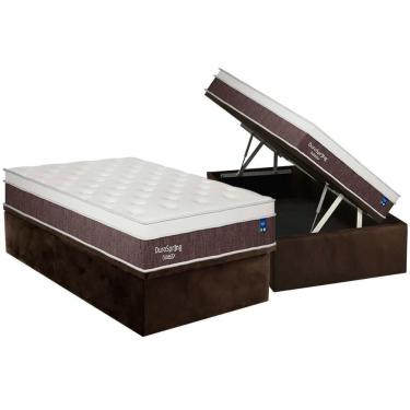 Imagem de Cama Box Baú Solteiro: Colchão Molas Bonnel Plumatex Superlastic Durospring + Base Crc Suede Brown (88x188)