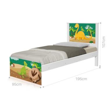 Imagem de Cama Solteiro Adesivada Dinossauro Com Colchão
