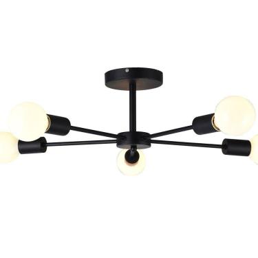 Imagem de Plafon Taschibra Cyber Preto Para 5 Lâmpadas E27 Bivolt