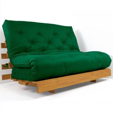 Imagem de Sofá Cama Casal Futon Tokio Verde Bandeira Madeira Maciça Mel