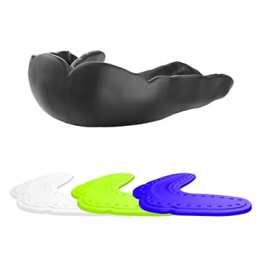 Imagem de Shock Doctor Protetor bucal fino de 2,4 mm. Microfit para futebol, hóquei, lacrosse, beisebol, softbol, basquete e mais. Jovens e adultos. Também para ranger os dentes do protetor noturno