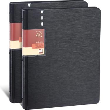 Imagem de WORPSON Fichário de apresentação com 40 bolsos, exibe 80 páginas, 23 x 30 cm com mangas de plástico, organizador de portfólio para documentos, certificados, obras de arte, fotos, protetores de folhas