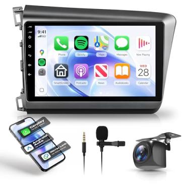 Imagem de Orderich 8 núcleos 6G + 128G Android estéreo para carro para Honda Civic 2012-2015 com CarPlay sem fio Android Auto, tela sensível ao toque de 9 polegadas, espelho de rádio do carro, conexão GPS, WiFi
