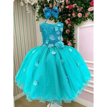 Imagem de Vestido Infantil Daminha Regata Flores Verde - Confeccionado em Tecido