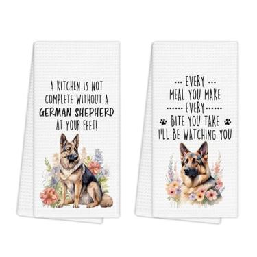 Imagem de EGBTL Conjunto de 2 toalhas de cozinha de pastor alemão, presentes de pastor alemão, toalhas de mão de cachorro para decoração de cozinha, presente para mãe de cachorro, presentes para mulheres