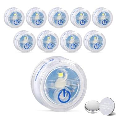 Imagem de LUXPRO Luzes de micro LED à prova d'água – Iluminação adesiva ideal para embaixo de armários, caixas de equipamentos ou estantes – Luz compacta para torneira – Inclui baterias – Pacote com 10