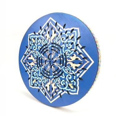 Imagem de summvox Tambor oceânico de 30,5 cm, cura de som, disco de chuva "queda de água", música onomatopeica, presente para acompanhamento de desempenho de meditação de ioga (flor azul)