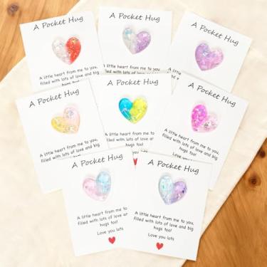 Imagem de 8 cartões de abraço de bolso (cores variadas gradientes) – Mini abraço portátil com cartões de mensagem, artesanato de papel requintado para amigos/amantes/família (9 x 6 polegadas)