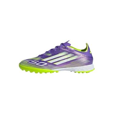 Imagem de adidas Tênis unissex adulto F50 Pro Turf, Roxo/branco/limão lúcido, 11.5 Women/10.5 Men