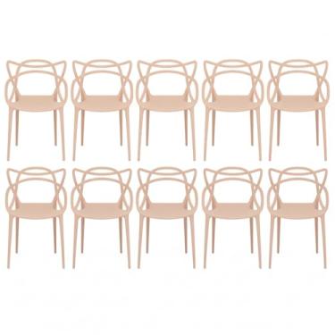 Imagem de Kit com 10 Cadeiras Allegra Empilhável Para Área Externa e Interna Conjunto Cadeira (Fendi)