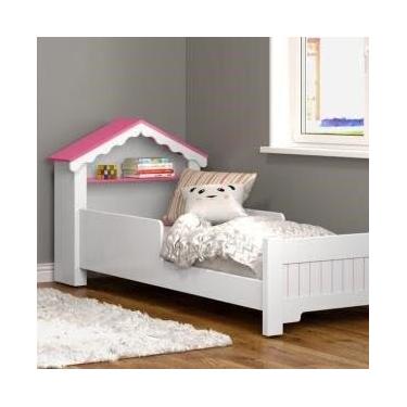 Imagem de Cama Solteiro Casa Princesa Branco Rosa Vitamov