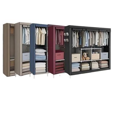 Imagem de Guarda Roupa Dobrável Armário Organizador Multiuso Roupeiro Cabideiro Sapateira- Roupeiro com Capa Protetora para Quarto e Viagem(ALEATÓRIO,CASAL DUPLO)