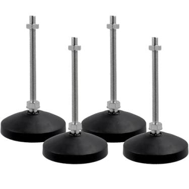 Imagem de LC LICTOP Pés niveladores M8 x 100 mm, altura de 5,2 polegadas e capacidade de 399 kg, deslizadores de móveis giratórios ajustáveis resistentes, niveladores de pés de borracha rosqueada para mesa