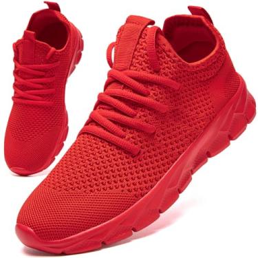 Imagem de YITUHIO Tênis feminino de corrida - Tênis de caminhada de malha respirável leve para mulheres - Tênis atlético confortável para academia, corrida, tênis e uso casual, Vermelho Aa, 40