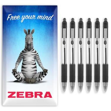 Imagem de Zebra Pen Canetas esferográficas retráteis Z-Grip - ponta de 1,0 mm - pacote com 6 - em caixa de presente de papelão - escola, escrita, trabalho, escritório (preto)