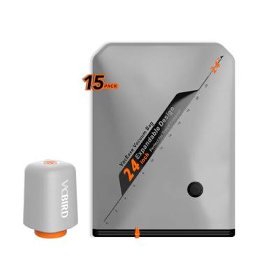 Imagem de Pacote com 15 sacos de armazenamento a vácuo de 61 cm – com bomba, economia de espaço para viagens, roupas, cobertores