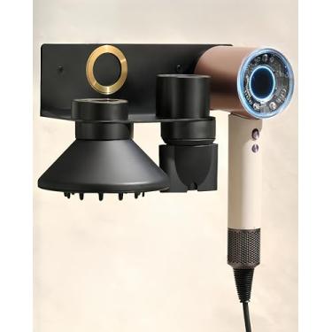 Imagem de UEMUSI Suporte para secador de cabelo Dyson, suporte de parede para secador de cabelo, adesivo Dyson, suporte de secador de cabelo, suporte de secador de cabelo Dyson, preto, suporte de alumínio para