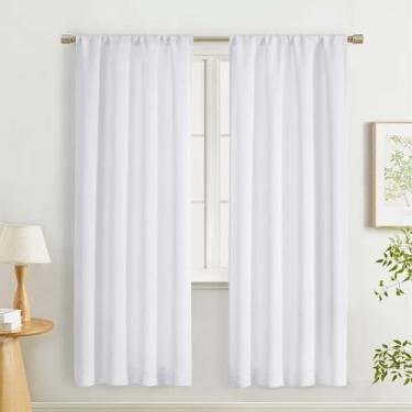 Imagem de Lecloud Cortinas brancas puras de 182 cm de comprimento, 2 peças, cortinas de janela para decoração de quarto com filtro de luz para sala de estar, cortinas com isolamento térmico para sala de jantar