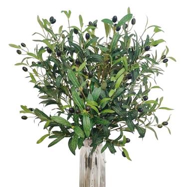 Imagem de 6 peças, 12 garfos de oliveira sintética para vaso, 73 cm, ramos de oliveira artificial com frutas, galhos e ramos falsos para vasos, decoração de casa, casamentos, festas, arranjos florais (6, 12