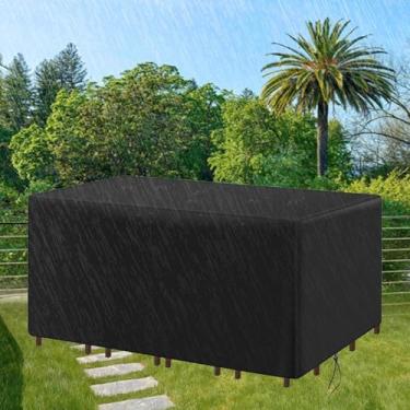 Imagem de UIYIUI Capas para móveis de jardim, à prova d'água, 123 x 123 x 74 cm (C x L x A), tecido Oxford 420D, retangular, para uso externo, conjunto de sofá de vime, à prova de vento, anti-UV, sem rasgos