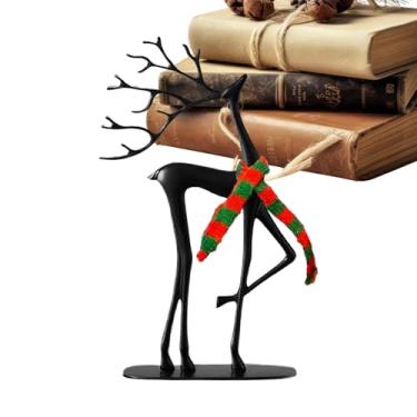 Imagem de Decoração de Natal de veado | Estatuetas modernas colecionáveis de resina | Estatuetas de rena preta, decorações de Natal | para quarto interno, sala de estar, mesa, centros de mesa, prateleira