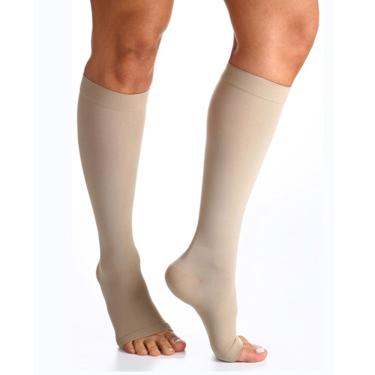 Imagem de Meia Panturrilha (3/4) Sigvaris Select Comfort Premium 20-30 mmHg G (Tamanho Grande) Normal, Ponteira Aberta, Cor Natural