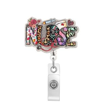 Imagem de Sphers Carretel de crachá de enfermeira engraçado com clipe retrátil para estudantes de enfermagem RN LPN CNA MA trabalhador médico professor médico