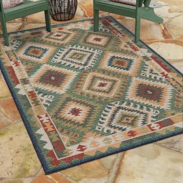 Imagem de Tapetes de jardim, à prova d'água, 200 x 300, extra grande, para jardim, impermeável, retangular, tapete externo para pátio, deck de madeira, apresenta motivos geométricos, tapetes antiderrapantes