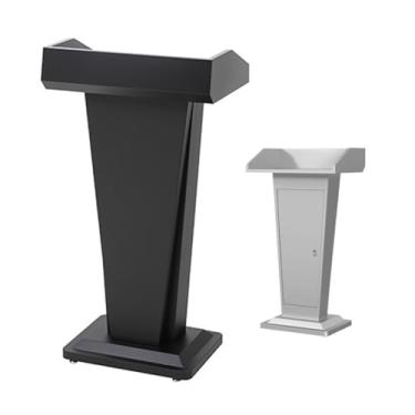 Imagem de SPXMQSS Suporte de púlpito de igreja em pé no chão, suporte de pódio de conferência de aço inoxidável com prateleira de armazenamento para auditório de conferências, sala de aula, escritório, 60 x