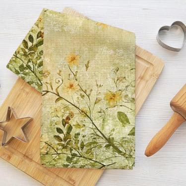 Imagem de Toalhas de cozinha florais vintage, panos de prato macios de microfibra para cozinha, toalhas de banho para banho, casa de fazenda, toalha de mão reutilizável, toalha de chá, presentes de inauguração