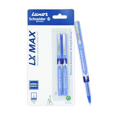Imagem de Luxor Caneta esferográfica Schneider LX-MAX | Pacote com 2 - Azul | Ponta de agulha | 0,5 mm | Tecnologia 100% alemã | Comprimento de escrita 1000+ mtrs | Tinta à prova d'água | Ideal para estudantes