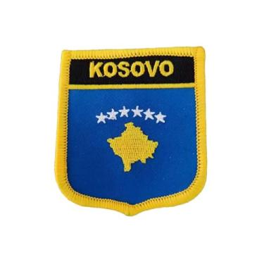 Imagem de Ruoming 1 peça bandeira multinacional 2 adesivos costurados a ferro ou costurados em bordado tático militar nacional multinacional (Kosovo)
