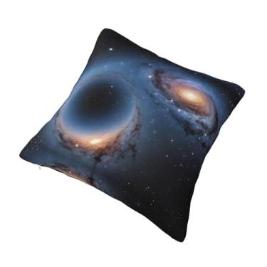 Imagem de Almofada quadrada decorativa com estampa Galaxy - Design reversível, zíper oculto, poliéster macio para sofá, cama e carro - Hipoalergênico 50,8 cm x 50,8 cm
