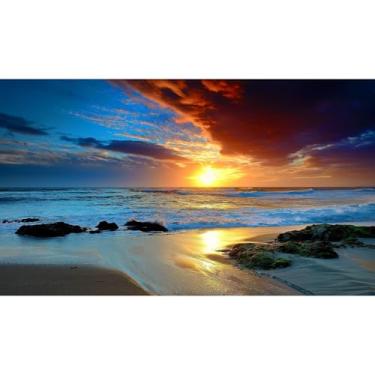 Imagem de Sunset Beach Aquarium Background Sunrise Ocean Seashore Fish Tank Background Ocean Seascape Terrarium Backgrounds Amazing Sunrise Over Secoast Sand Ocean Waves Reptile Tank Backgrounds 61 x 30 cm