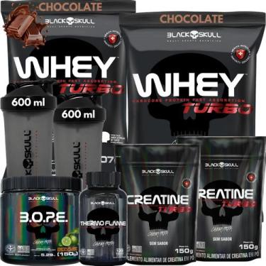 Imagem de Kit 2x Whey Turbo + 2x Creatina 150g + Pré-Treino BOPE 150g + Thermo F