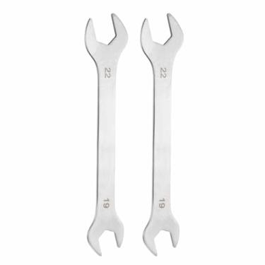 Imagem de HARFINGTON 2 chaves inglesas superfinas de extremidade aberta 19 x 22 mm, métricas, leves, em forma de U, chaves duplas para montagem de móveis de reparo automotivo, cinza
