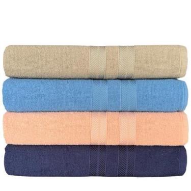 Imagem de kit 4 Toalha De Banho Caricinha Algodão Toque Suave Leve - Margex, Azu