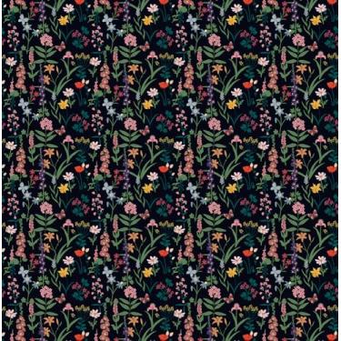 Imagem de Forro de prateleira de folhagem floral preto papel de contato decorativo autoadesivo vinil botânico forro de gaveta descascar e colar papel de parede floral para paredes armários decalque de mesa 43 x