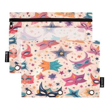 Imagem de Wassud Pastas de fichário com 3 furos, pastas de bolso para máscara colorida, organizador de pastas para escritório em casa, pacote com 2