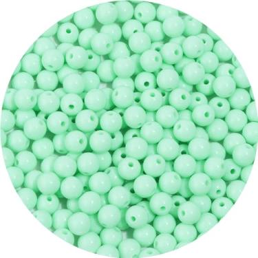 Imagem de 500 peças 8 mm contas redondas lisas de acrílico para artesanato contas espaçadoras com orifício para pulseira faça você mesmo, colar, brincos, chaveiro, joias, suprimentos artesanais, verde menta