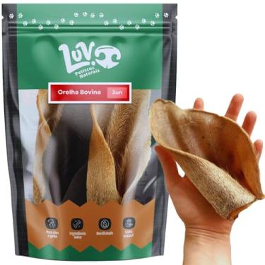 Imagem de Luv Petisco Natural Para Cães e Gatos Orelha Bovina 3un