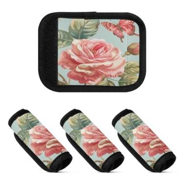 Imagem de Qilmy Beautiful Roses Bagagem Handle Wrap Pacote 2 Identificadores de Bagagem Tag Comfort Handle Grips Capa para Carrinho de Viagem Bolsa Mala Avião Acessórios de Viagem 1253